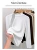 Women's Lyocell Tencel Round Neck Base Layer, Thickened Velvet Wool-Silk Long Sleeve Top for Autumn/Winter