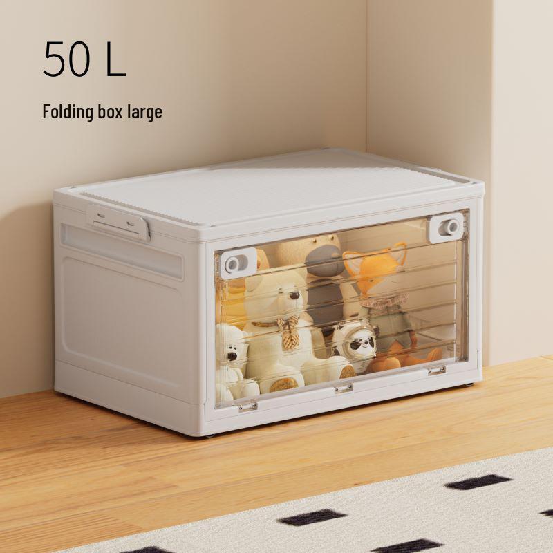 Portable Transparent Book Storage Box with Wheels and Dustproof Cover