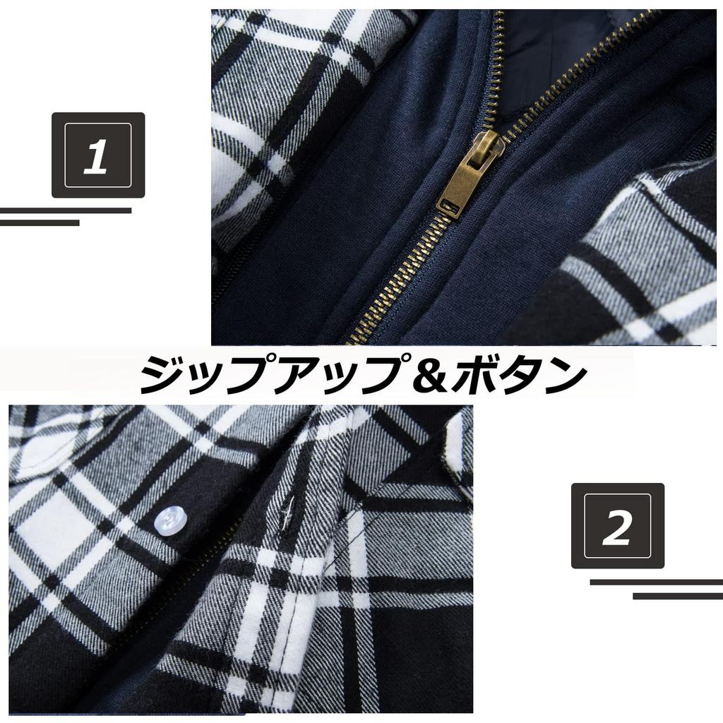 KEFITEVD Large Cold Weather Hooded Long Check Loose Motorcycle XL Men's Jacket, Size, Rider's Jacket, Windproof, Pockets, Shirt, Sleeve, Pattern, Fit,