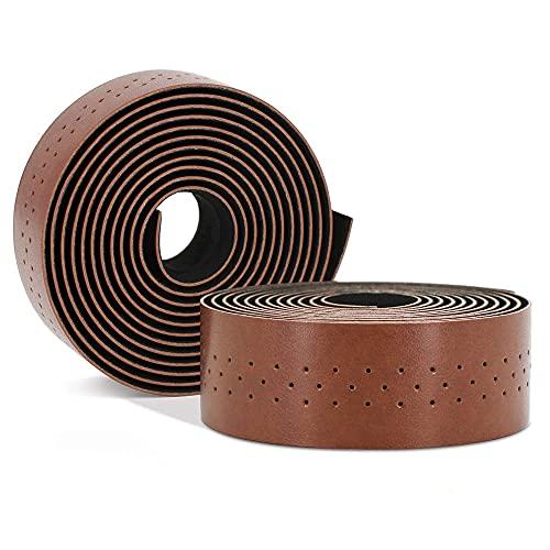 Bicycle Handlebar Strap, Cycling Road Race PU Leather, Textured Punch Strap, Cycling Gear, Accessories, Brown