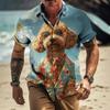 TEMU Y1 Men's Short Sleeve Cardigan Lapel Hawaiian Shirt Microelastic Animal 1D Digital Printed Shirt