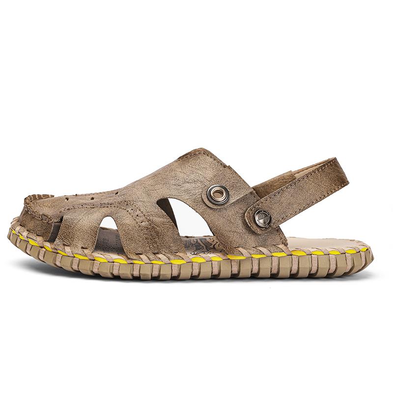 Summer Men's Comfortable Sandals Breathable Slip-On Outdoor Beach Shoes For Men Fashion Trendy Adult Casual Leather Sandals