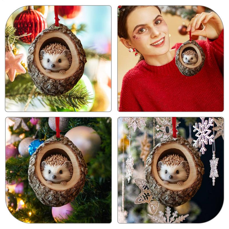 2026 Animal Christmas Ornaments 2D Cute Acrylic Raccoon Cat Owl Squirrel Animal Pendant for Christmas Tree Decoration