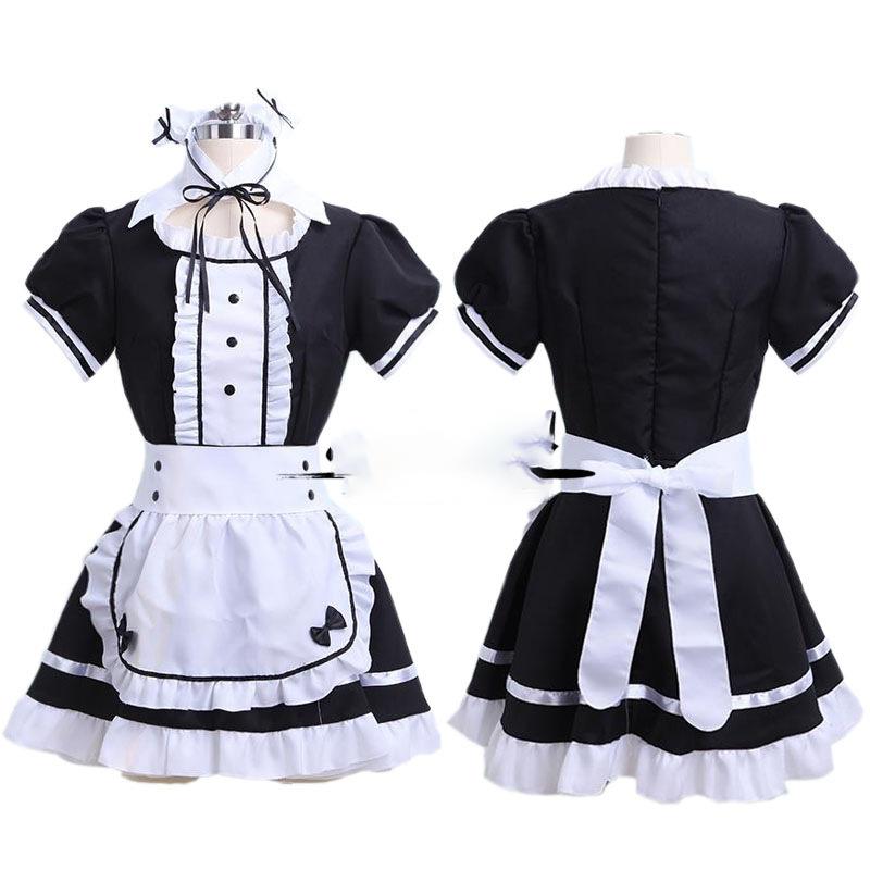 Disfraz de Lolita de K-On para juego de rol, disfraz de mucama, color negro, rojo, azul y morado