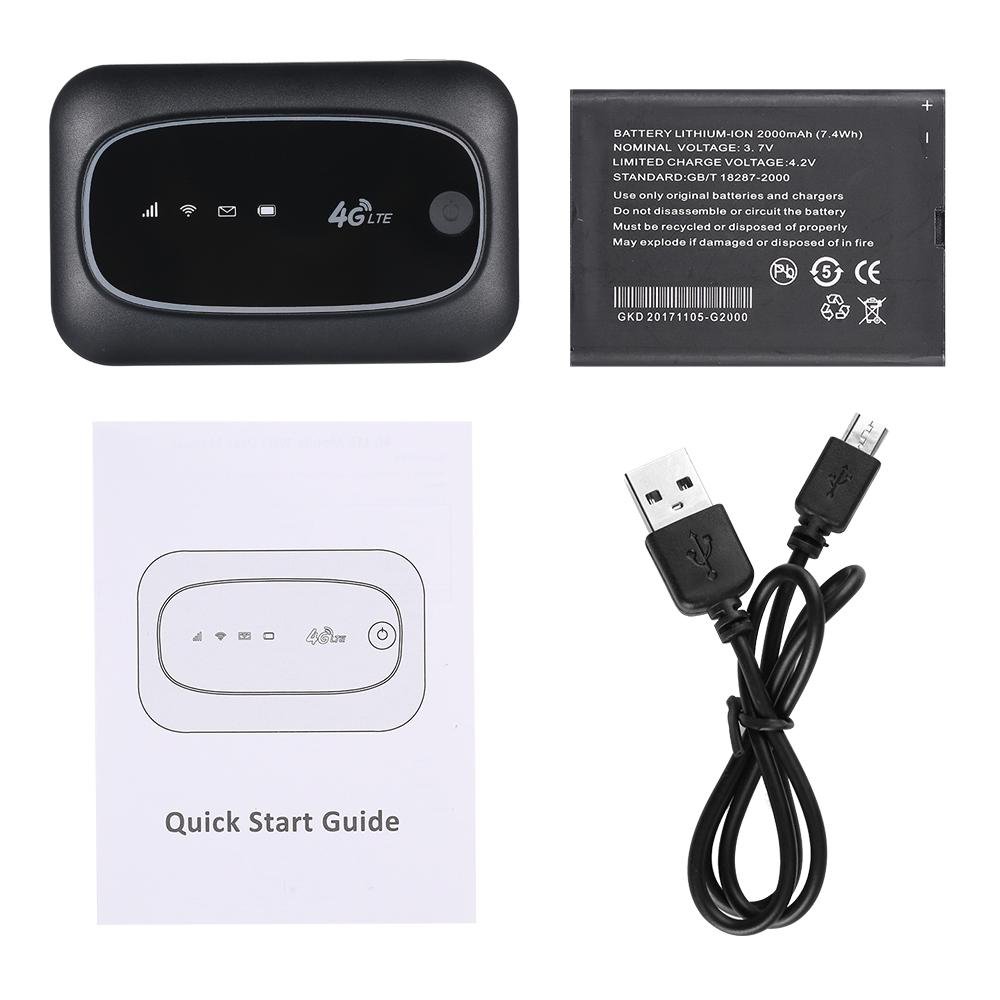 4G LTE CAT4 150M Unlocked Mobile MiFi Portable Hotspot Wireless Wifi Router SIM Card(Black)