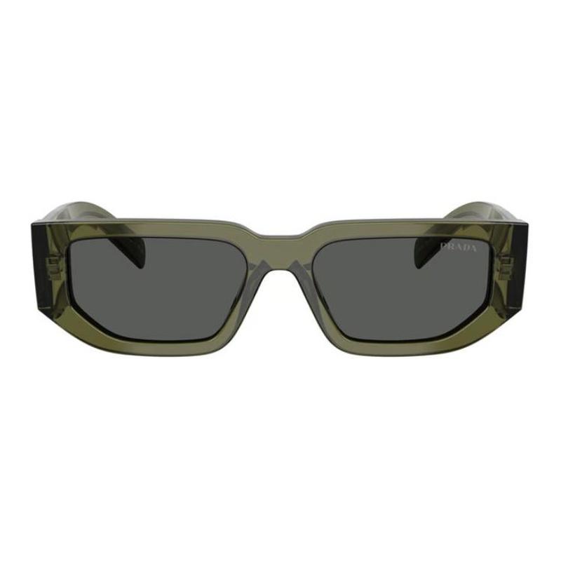 Prada Mirror side logo acetate irregular sunglasses men's green