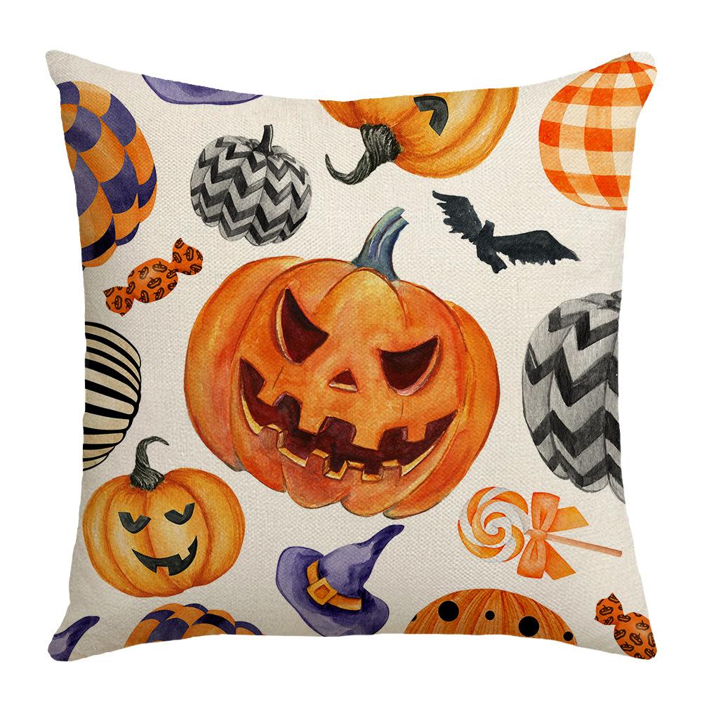

Home Halloween Party Decoration Cartoon Gnome Car Pumpkin Print Sofa Pillow Cover 45 * 45Cm (excluding pillow core)