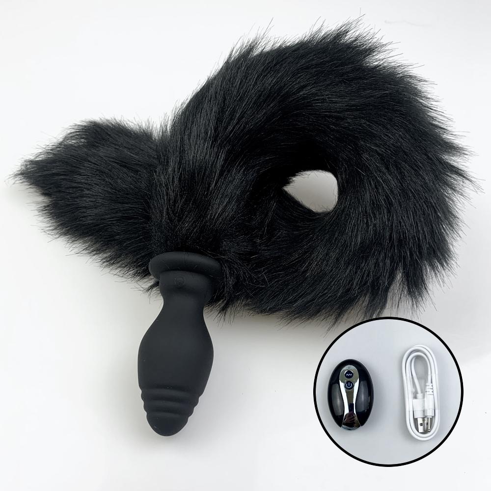 Silicone Wireless Remote Control Fox Tail Anal Plug Vibrating Tail Butt Plug Vibrator For Women Dildos Stimulator Adult Sex Toys