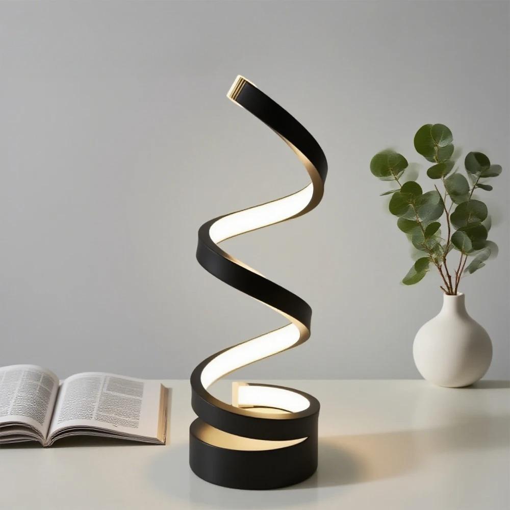 

Table Lamp LED Spiral 3 Colour Temperature Dimmable Contemporary Living Room Office Bedroom Decorative Lamp USB Power Plug-in black чорний