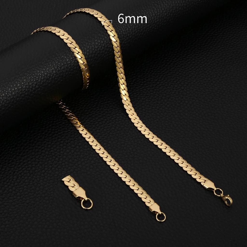 3-8MM Width Stainless Steel Chain Necklace For Men Women Gold Color High Quality Waterproof Choker Hip Hop Jewelry Gift