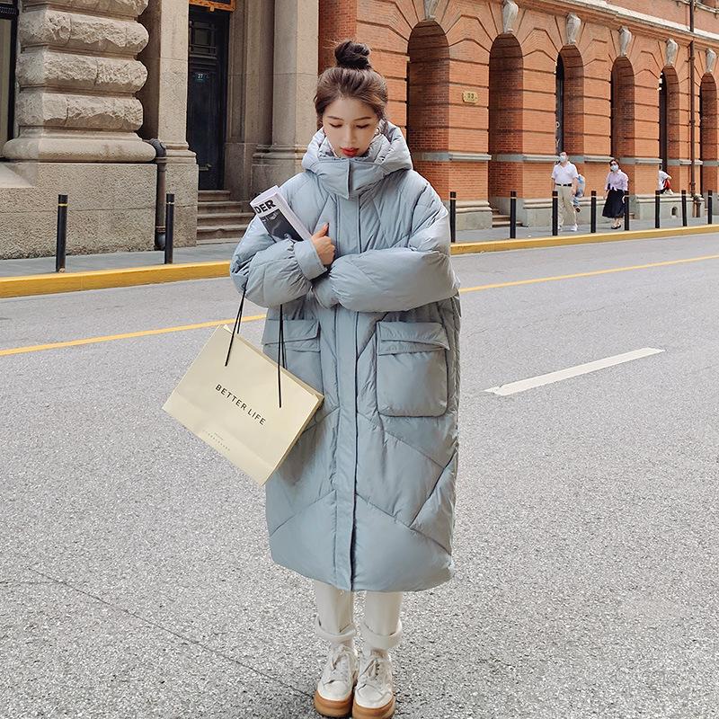 Long cotton clothes women's winter thickened warm loose casual hooded girlfriend style stand-up collar temperament cotton-padded clothes