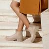 Fashion Crestar Damen Chelsea Combat Stiefel Outdoor Wasserdicht Knöchel Regenstiefel Damenmode Dicke Sohle Slip-on Klobige Blockabsatz Stiefel