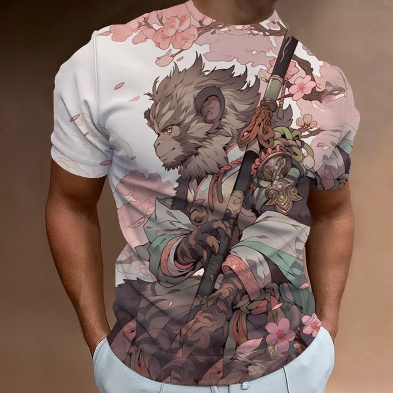 Summer Men s T-shirt with Skull Pattern 3D Printing Fashionable Short Sleeved Street Retro Men s T-shirt Oversized T-shirt XXS