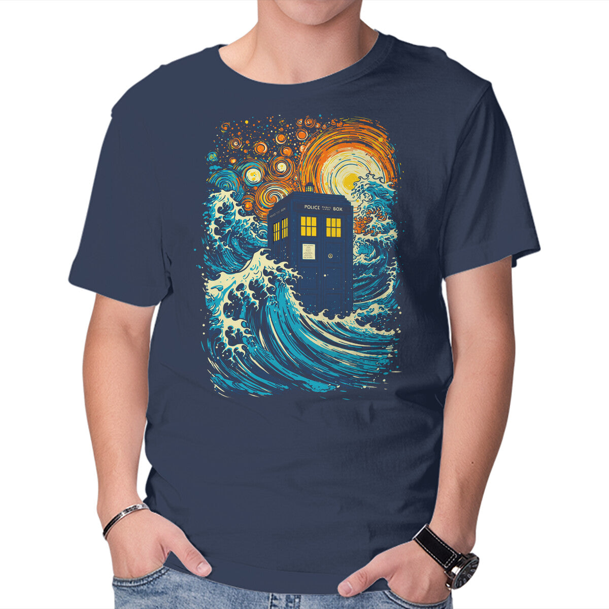 Unisex Crew Neck T-Shirt The Great Tardis Graphic Short Sleeve Casual Tee XS