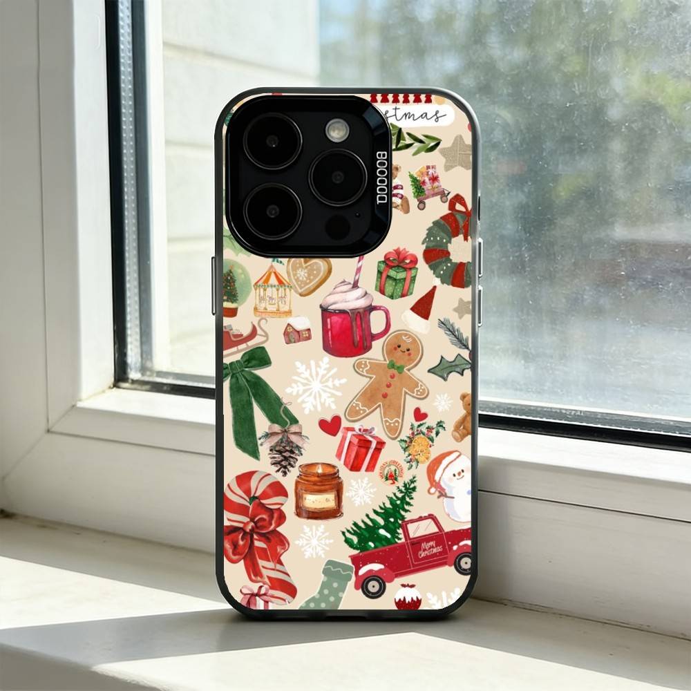 Christmas Santa Claus Phone Case For iPhone 17,16,15,14,13,12,11 Plus,Pro Max,XS,Colorful Silver Black Cover