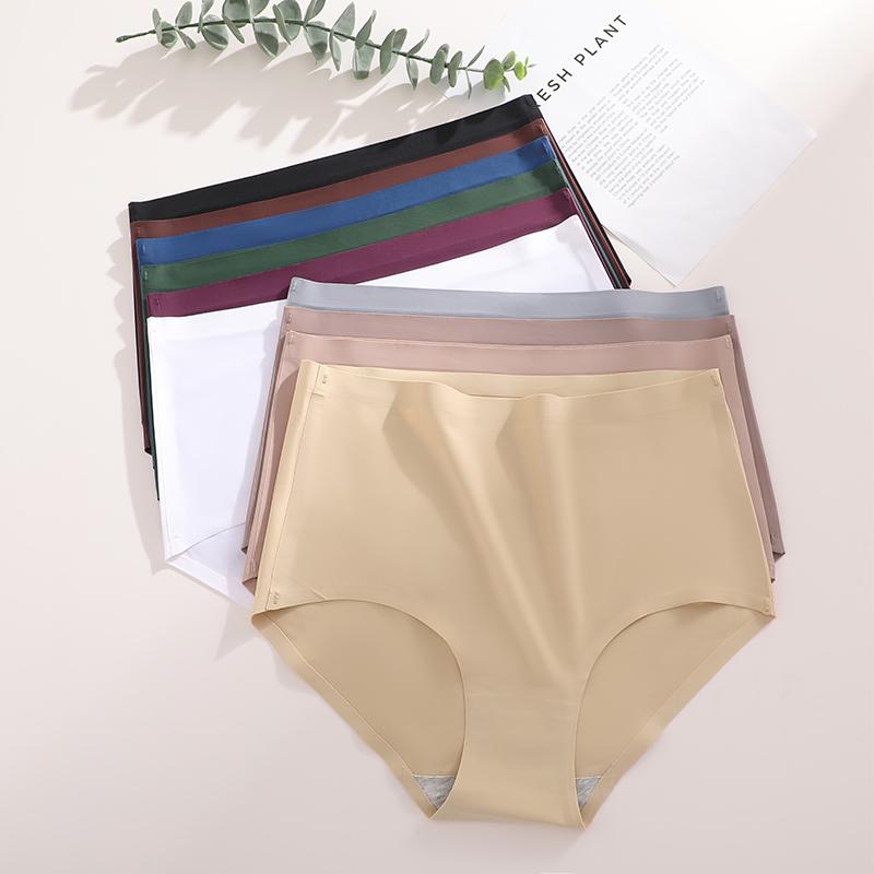 FINETOO 3Pcs Women's Panties Seamless Underwear Invisibles Briefs High Waist Full Coverage Breathable Moisture Wicking Underpant