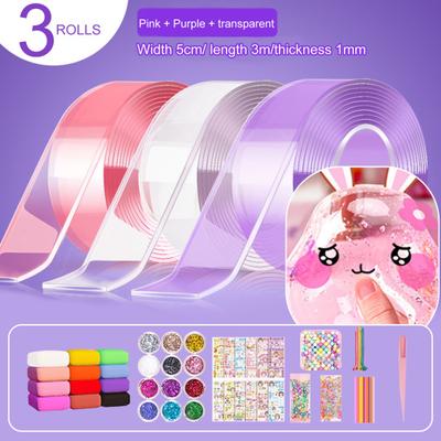 1 Set Nano Tape Kit Colorful DIY Bubble Craft Set with Clay Stickers Glitter Creativity Ball Kids Toy