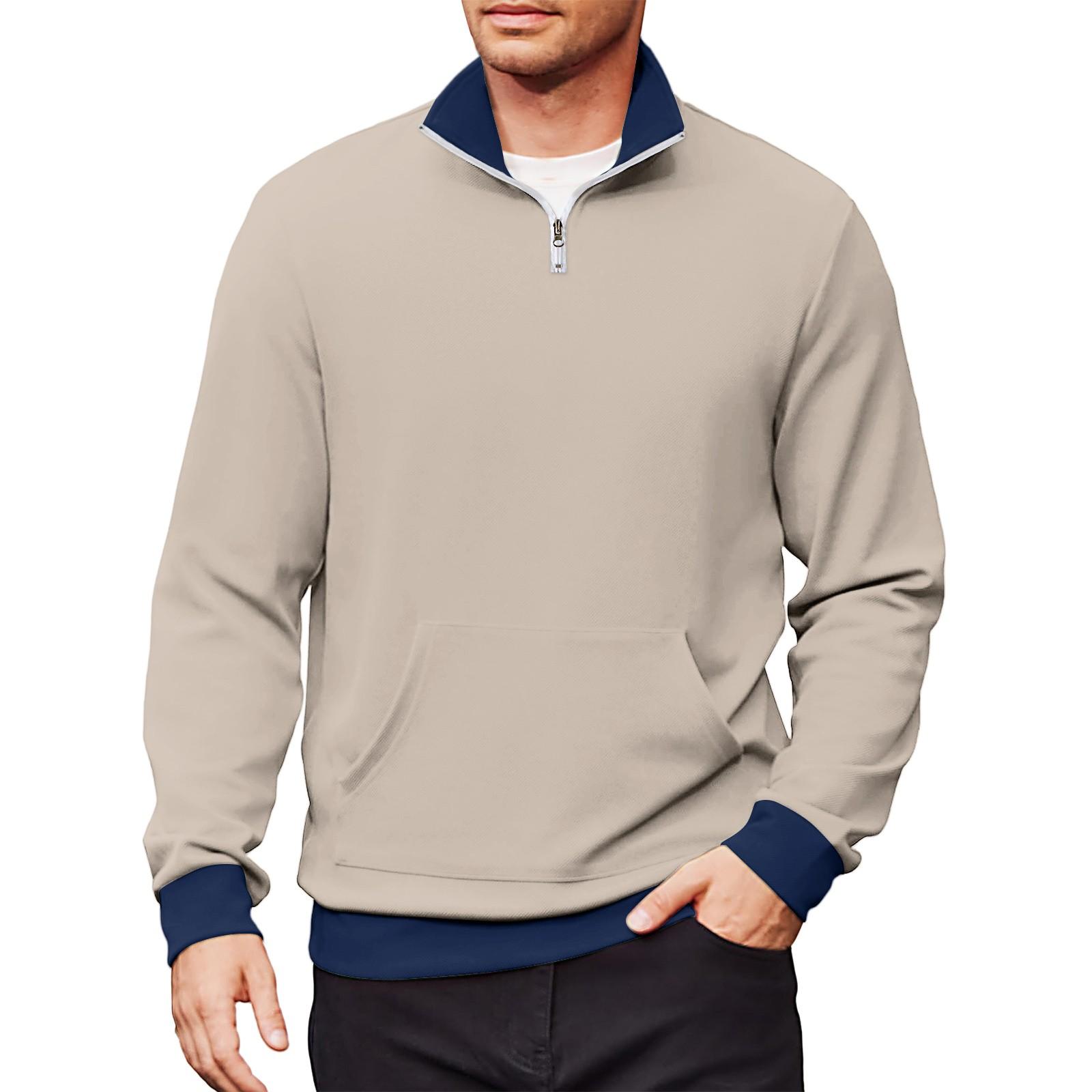 

Мужской повседневный свитшот с длинными рукавами, воротником на молнии до четверти. S тёмно-синий