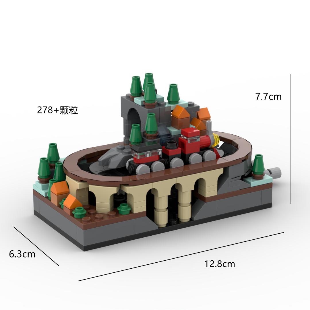 

MOC City Street View Train Building Blocks Can Manually Drive Train Model Mini Landscape Modeling Set