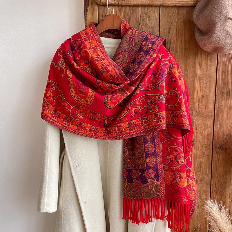 Fashion Thick Soft Cashmere Luxury Brand Jacquard Scarf Women Winter Poncho For Lady Casual Neckerchief Bandana Shawl Headband