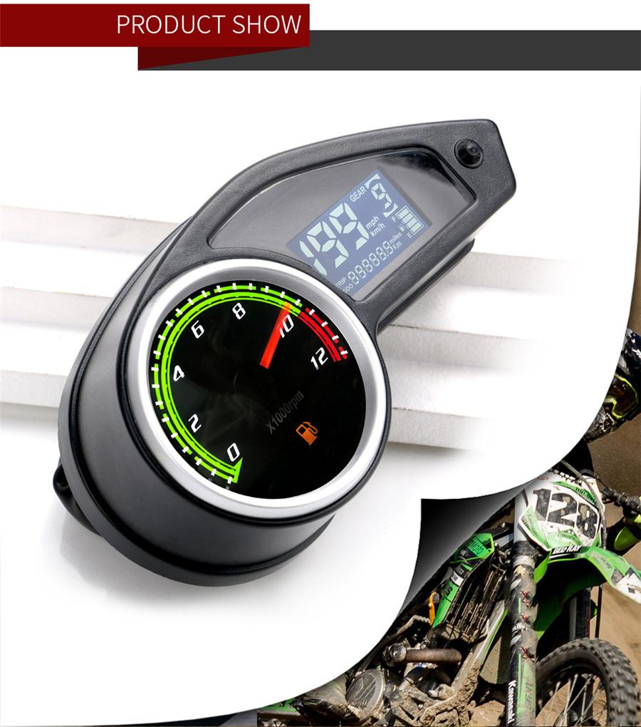 Motorcycle Waterproof LCD Digital Speedometer Tachometer Odometer Fuel Gauge New