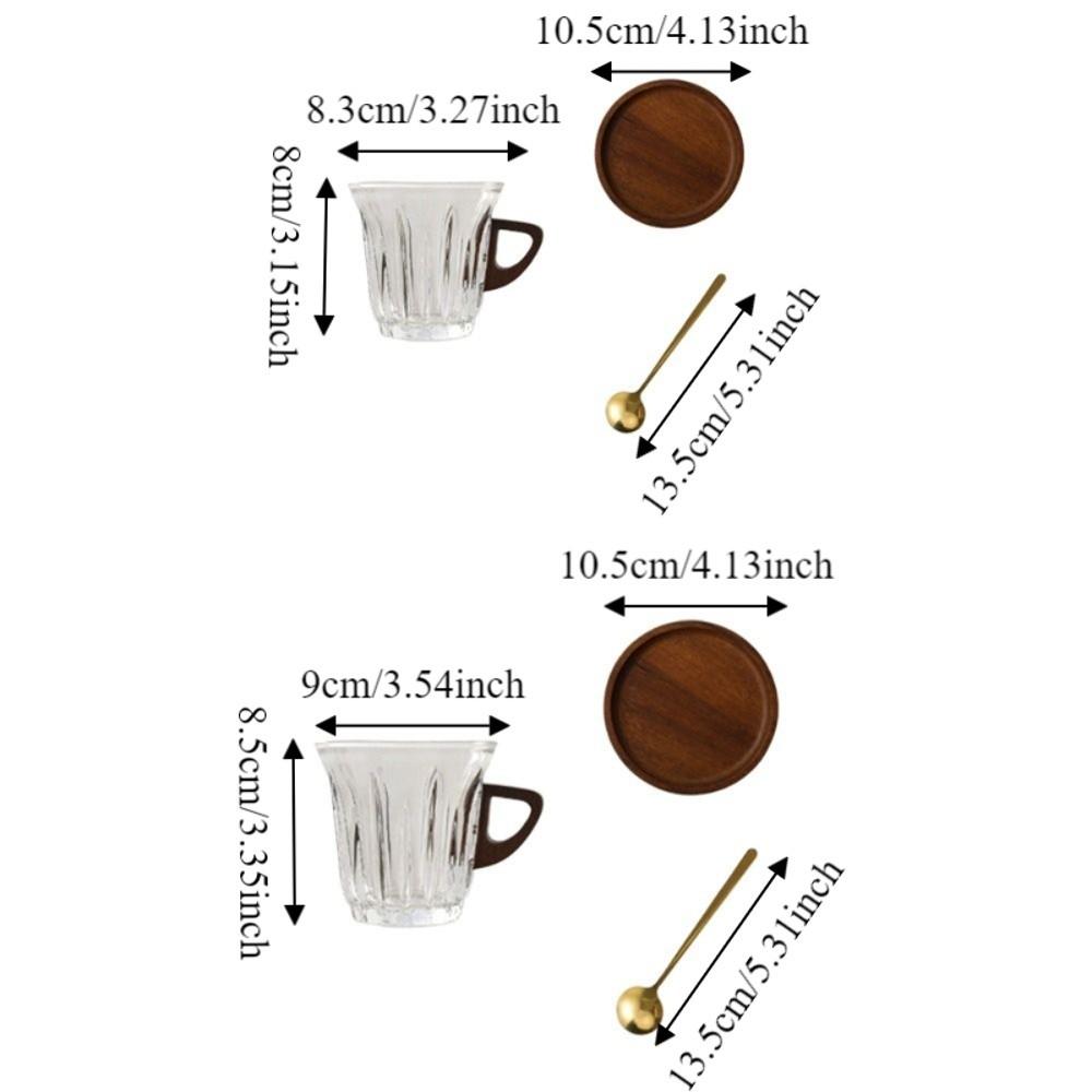 Wooden Plate Espresso Latte Cup Heat-resistant Glass Coffee Cup Milk Tea Cup  Tea Ceremony