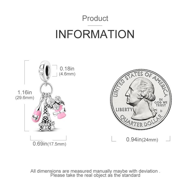 Charms Plataeiffel Tower Champagne Flower Pendants Fit Originalbracelets Charms For Women Jewelry Diy Making Gifts