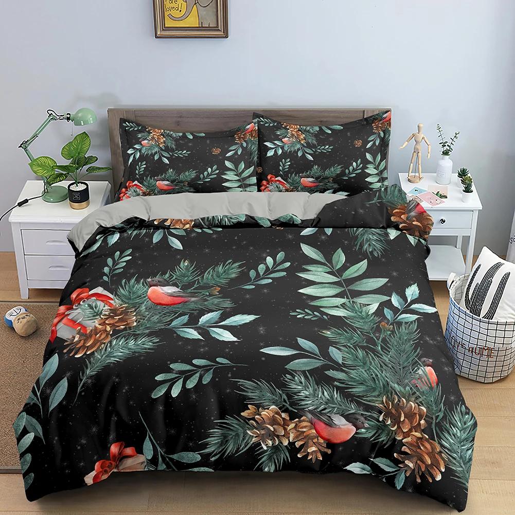 Red Merry Christmas King Queen Duvet Cover Kids Christmas Quilt Cover Santa Claus Bedding Set 1/2Pcs Microfiber Comforter Cover