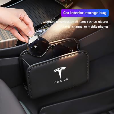 Car Interior Storage Box Multi Functional Leather Bag Accessories For Model 3 Model S Model X Model Y Cybertruck Roadster