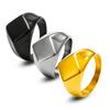 European and American Geometric Glossy Ring Men's Square Diamond Ring Imitation Titanium Steel