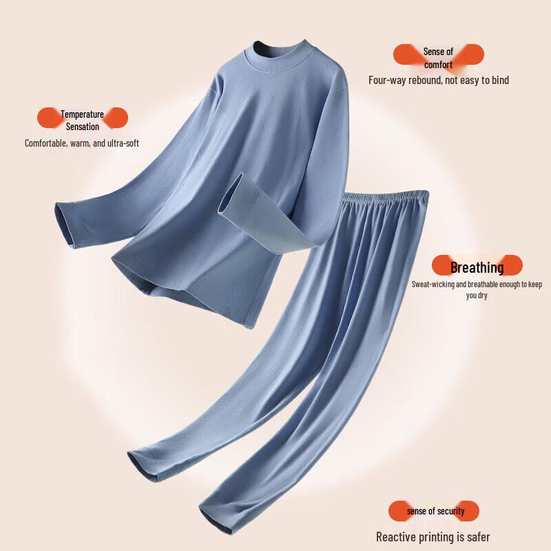 Caiyue Boys' Warm Ginger Double-Sided Fleece Thermal Underwear Set