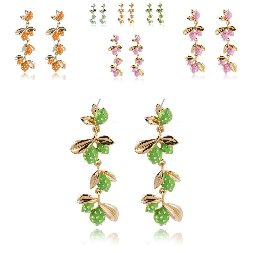 Chic Metal Plated Fruit Earrings For Women Unique Summer Jewelry