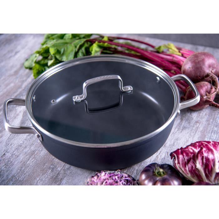 Arcos samoa - sauteuse anti-adhésive en aluminium forge avec couvercle en verre (28 mm)