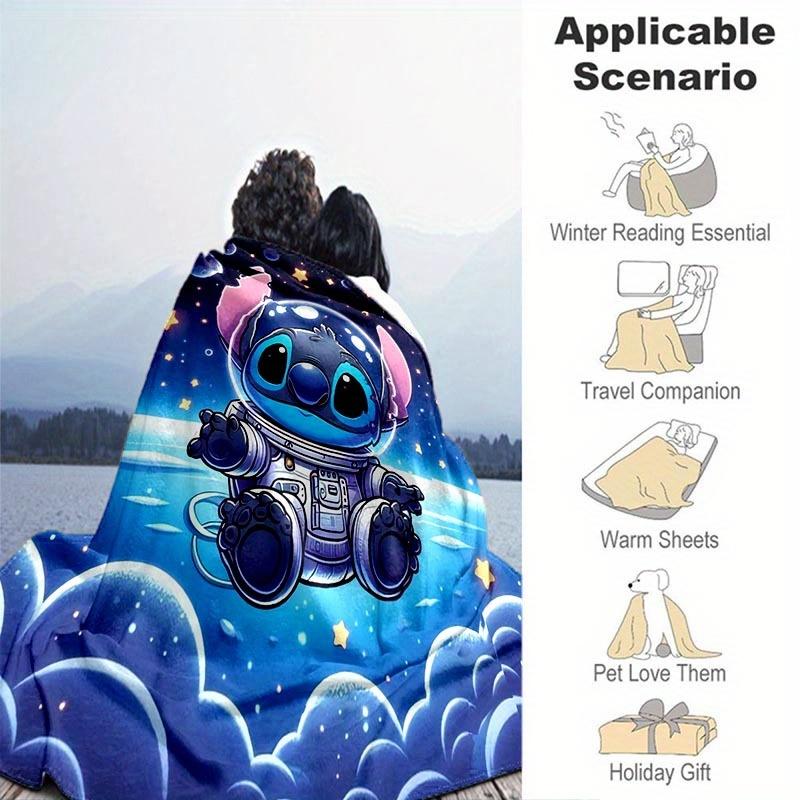 1pc Stitch Printing Blanket - Soft, All-Season Throw for Office Blanket, Personalized Gift with Adorable Cartoon Design