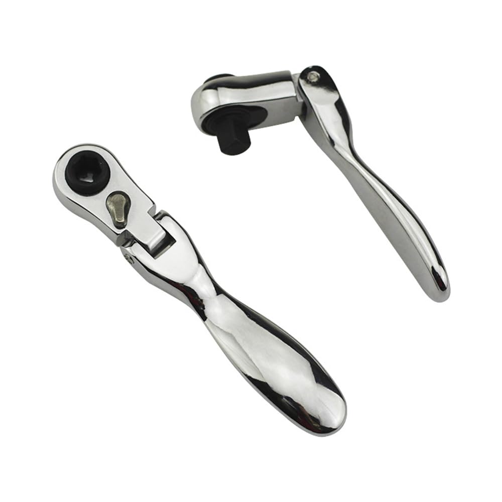 Ratchet Mini Inch Ratchet Reversible Chrome Vanadium Steel Ratchet with Dual Head for Socket and Bit for Tight Spaces Wrench, 1/4 Wrench, 72-Tooth