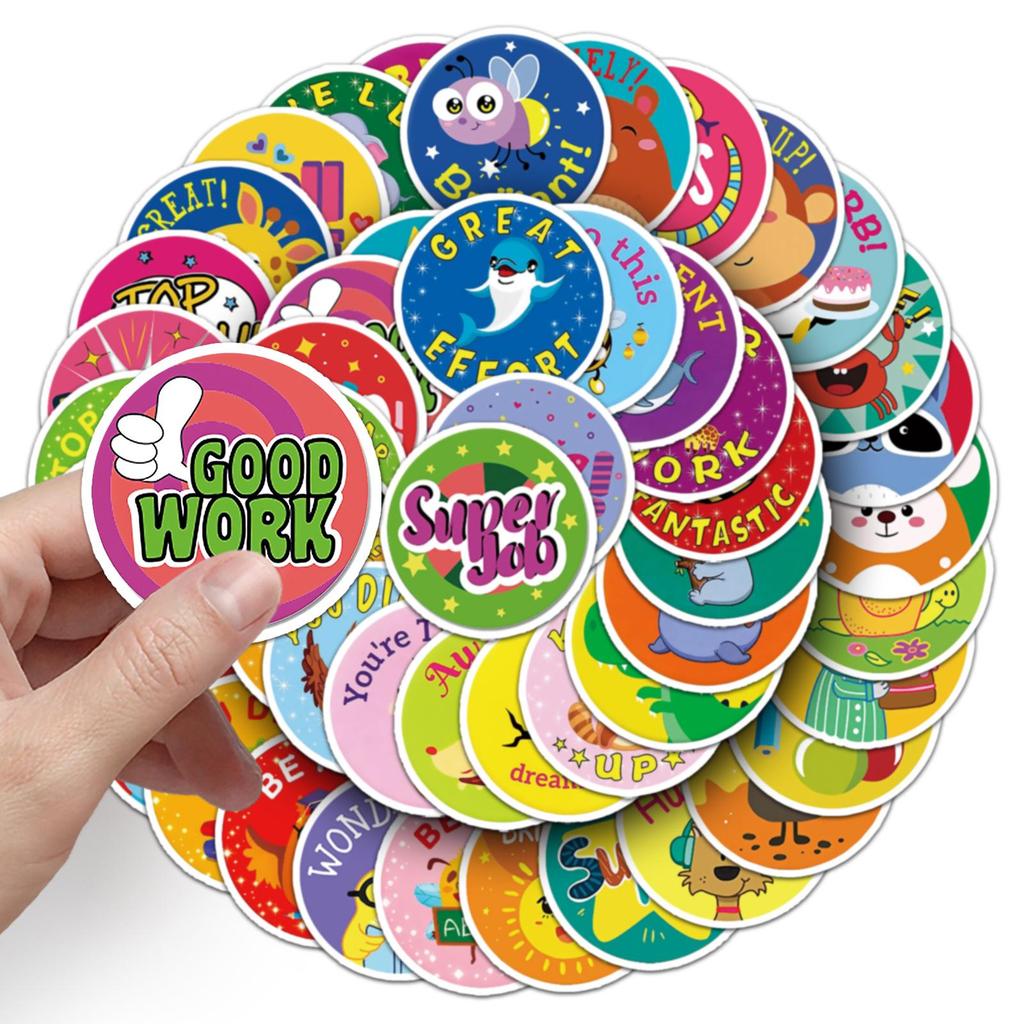Children's Cartoon Reward Stickers: 50 Waterproof DIY Doodle Stickers for Phone Cases & Suitcases
