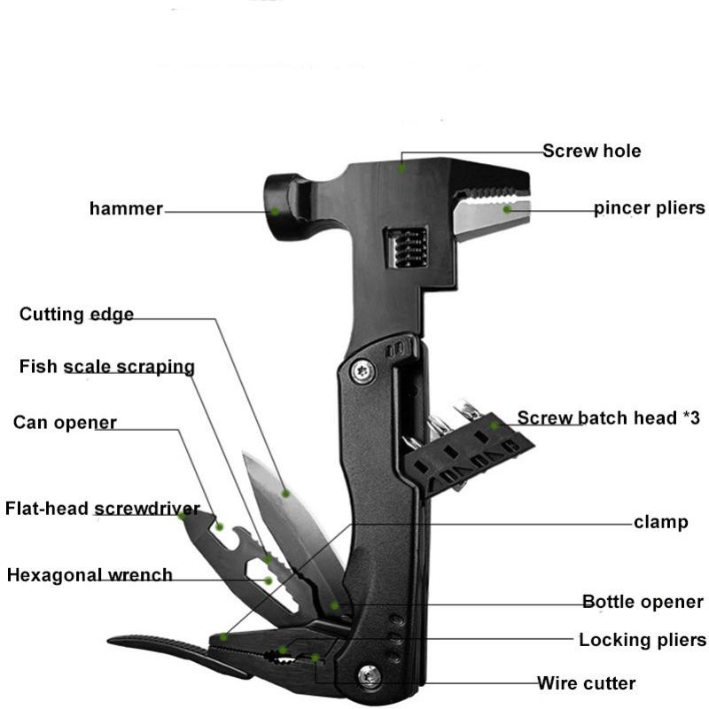 Multifunktionaler Outdoor-Klauenhammer Fahrzeugsicherheit Faltbarer Glasbruch-Rettungshammer Camping Gurtschneider Handwerkzeug