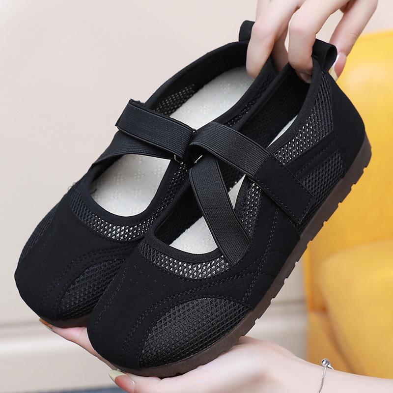 Zapatos Planos Mary Jane para Mujer Verano 2025 de Malla con Velcro - Zapatos Casuales Versátiles para Mamás