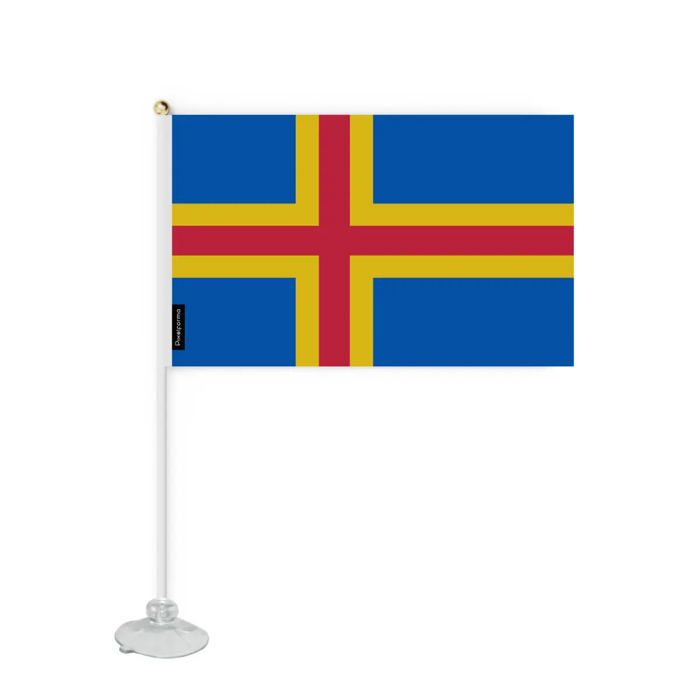 Drapeau - Åland - Mini Drapeau Ventouse - 20 x 30 cm - Polyester - Impression Recto/Verso