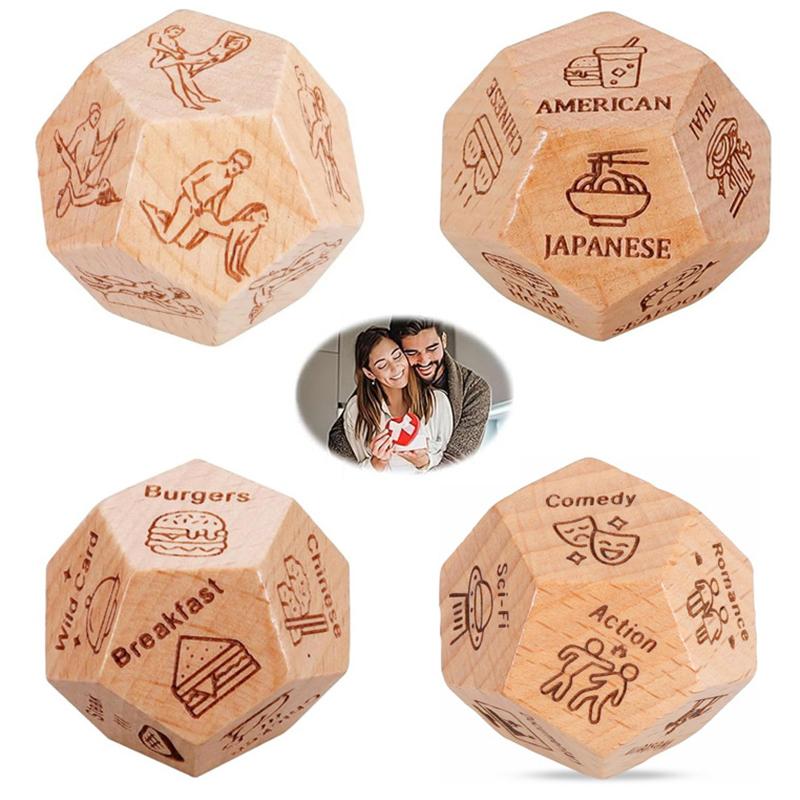 Date Night Dice,Food Decision Dice,Date Night Wooden Dice Game For Couples, Wood Reusable Couple Dice,Funny Anniversary Date