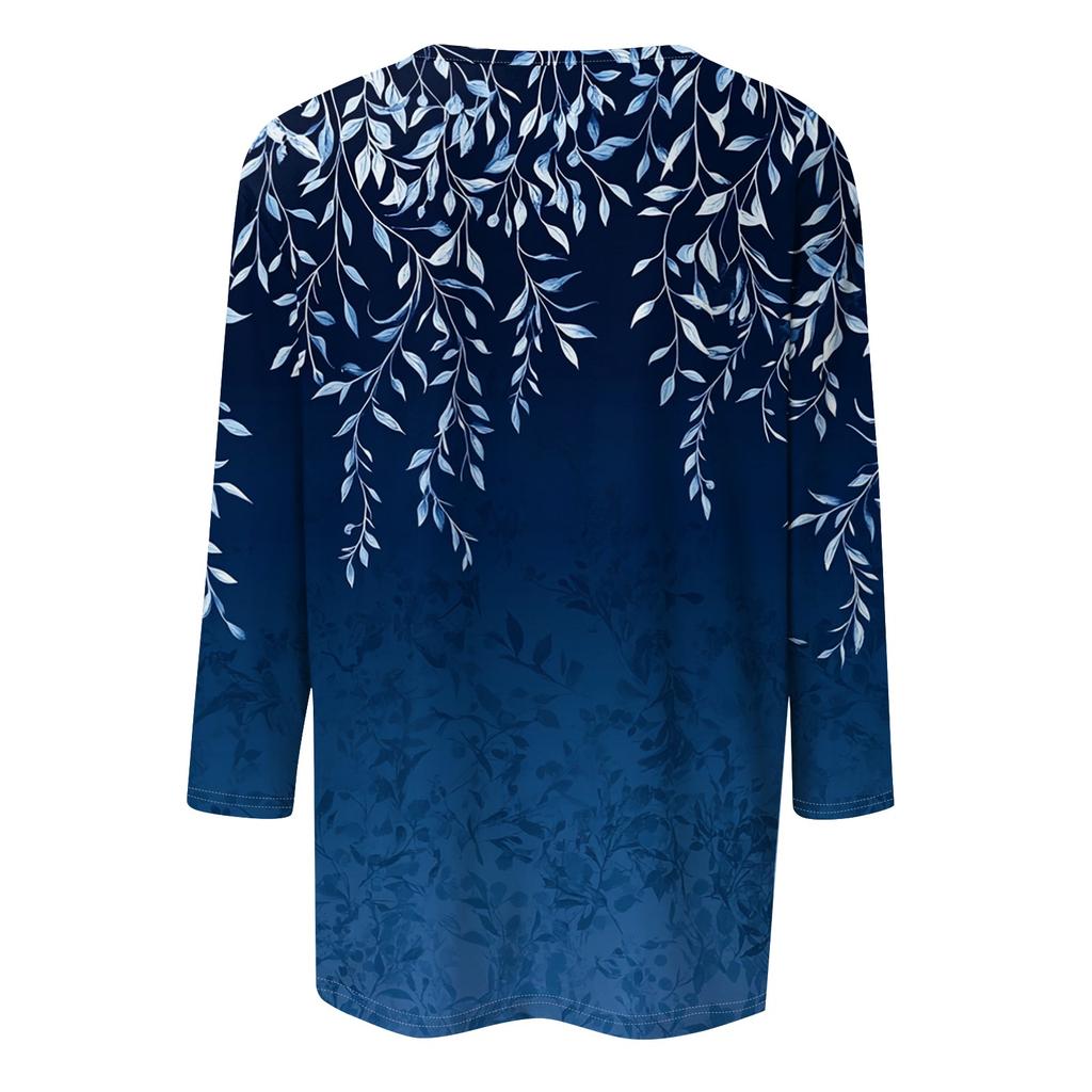 Women's T Shirt Tee Print 3/4 Sleeve Daily Weekend Fashion Basic Square Neck  Regular Top