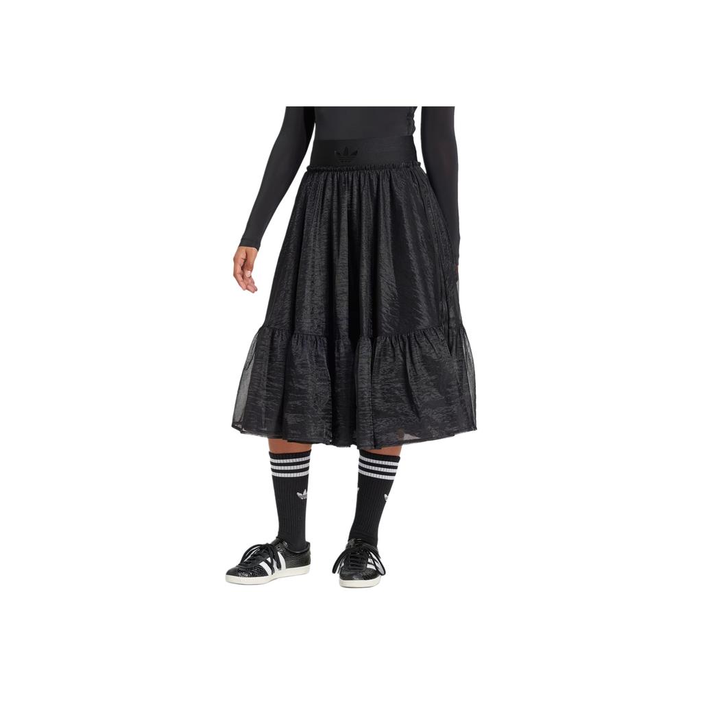 Adidas Originals Tulle Waistband Maxi Skirt Fashion Loose Comfortable Casual Long Skirt Women Skirts Black JJ0902