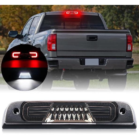 LED Third Brake Light Replacement for 2014-2018 Silverado Sierra 1500 2500HD 3500HD Smoked Lens High Mount 3rd Brake Light White Cargo Light Lamp