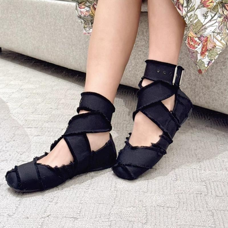 New Tassel Strap New Design Women's Ballet Shoes Buckle Strap Flat Casual Women Shoes Fashion Hand-made Square Toe Sapato