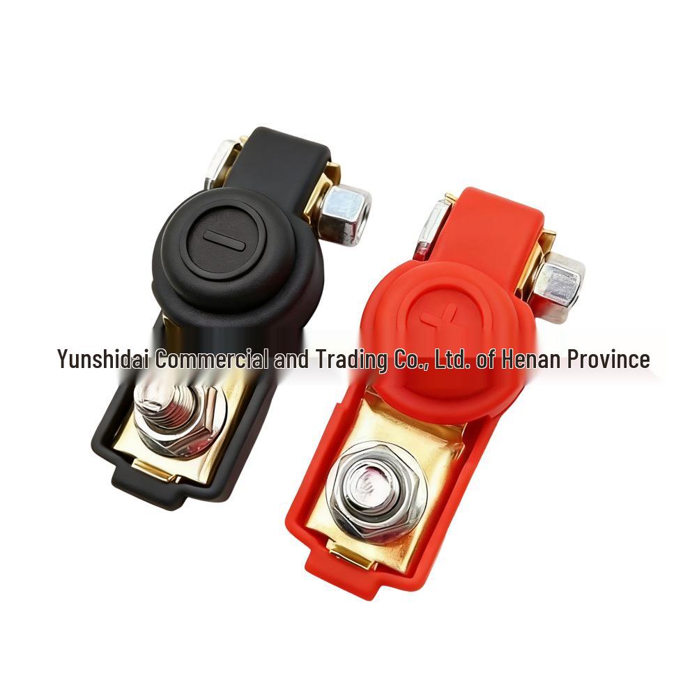 Pure Copper Car Battery Terminals with Red/Black Insulators - Thickened Positive/Negative Connection for Car Modification