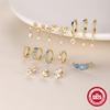 S925 Sterling Silver 2026 Daily Wear Geometric Splicing Opal Bow Diamond Cartilage Spiral Puncture Stud Earrings 16G