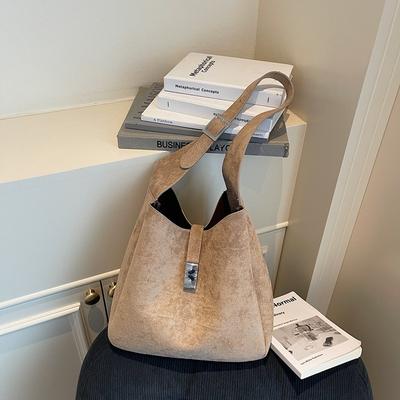 Sac de navetteur de grande capacité à haute valeur, nouveau sac seau à bandoulière rétro, sac à bandoulière en daim de niche personnalisé