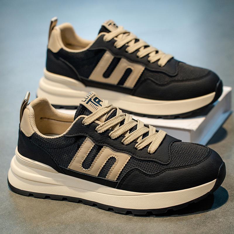 Men's 2025 Summer Breathable Casual Running Shoes - Thick Sole, Wear-Resistant, Versatile for Students and Dads.