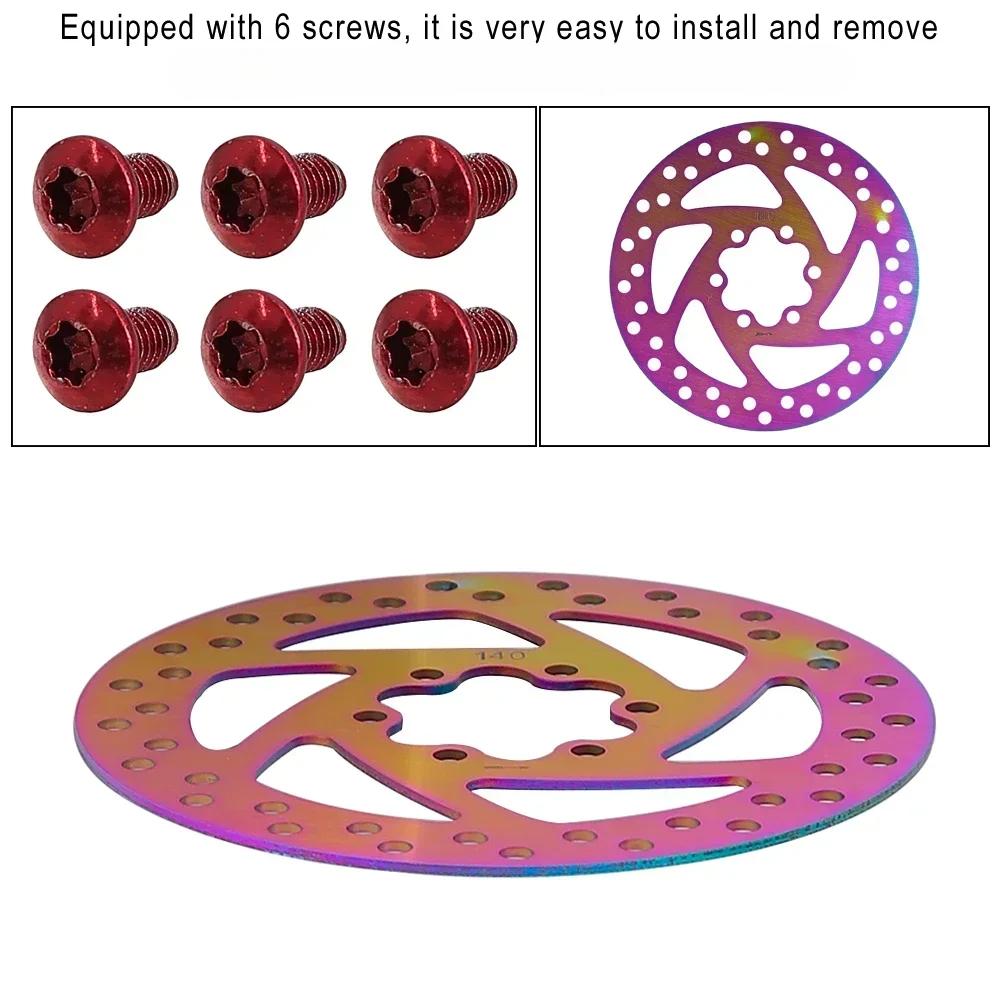 140MM Brake Disc for Kukirin G2 Pro G2 MAX Electric Scooter Colorful Disc Brakes Part Stainless Steel Disc With 6 Screws