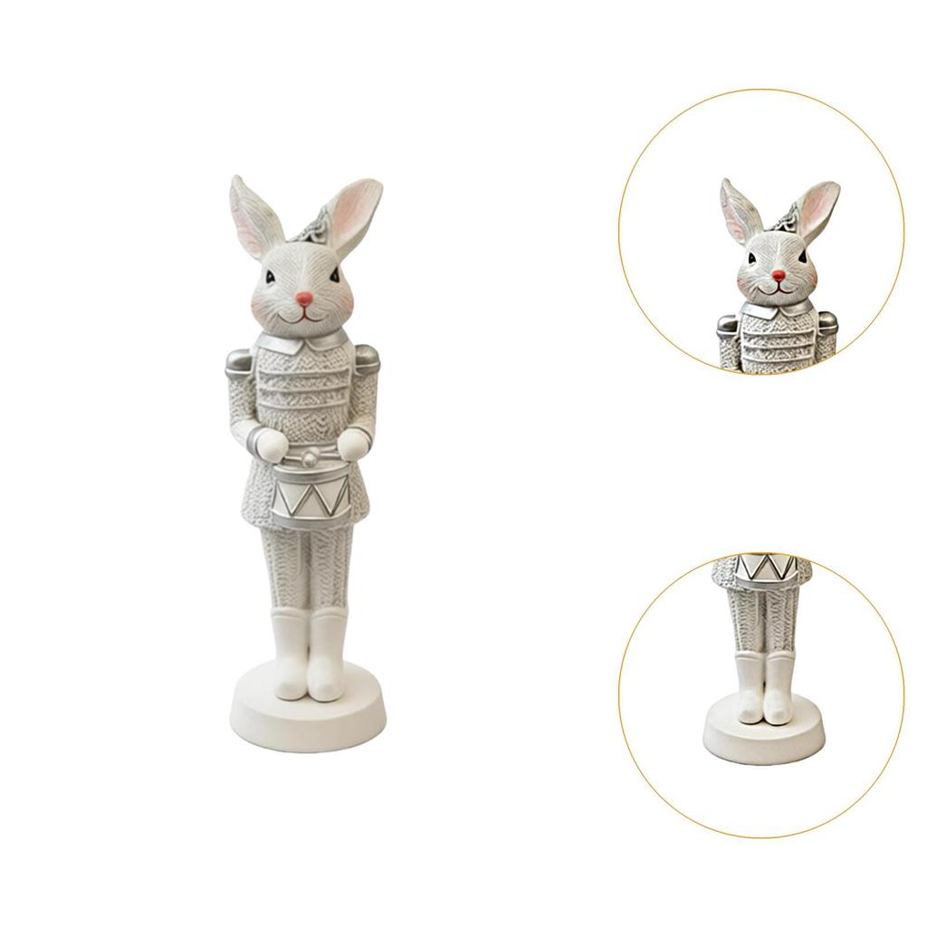 Easter Bunny Figurine Easter Decor Rustic Rabbit Statue for Shelf Farmhouse Office